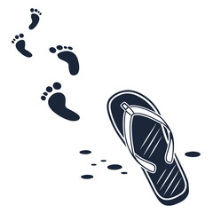 Footprints and Flip Flop beach summer