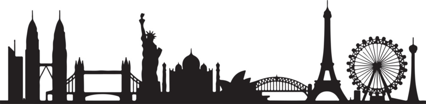 Global Landmark Silhouettes - Famous City Skylines Travel Vector