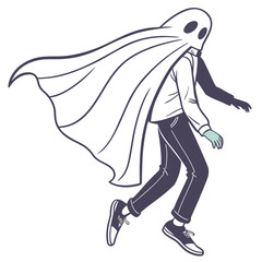 Ghostly figure in flowing cape costume person