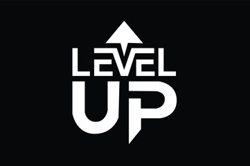 modern level up typography logo design. level up text with arrow. vector illustration