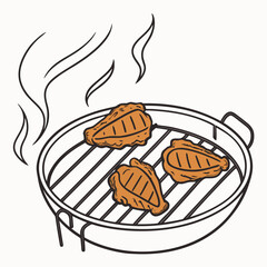 Grilled chicken wings on barbecue cooking food