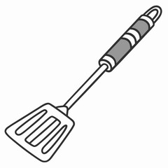 Spatula kitchen utensil with grey handle cooking grilling
