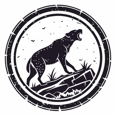 Spotted hyena roaring on rocky terrain animal wildlife