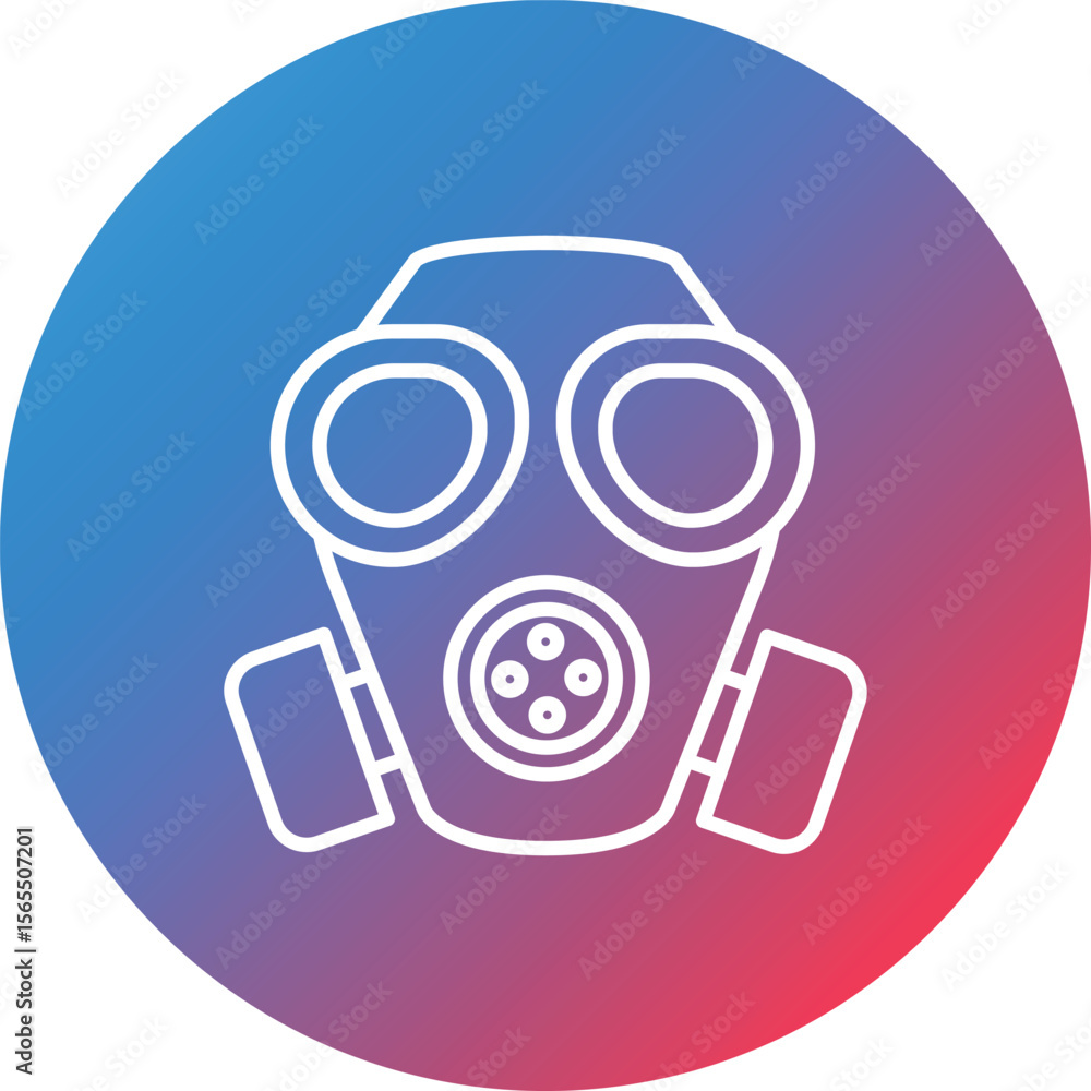 Poster army mask line gradient circle background icon