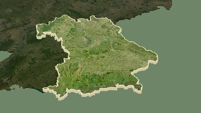 Bayern region, Germany, extruded. Map animation