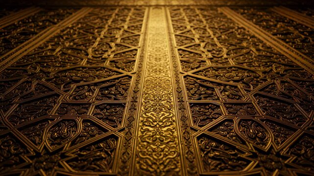 Golden islamic geometric seamless pattern with intricate details and elegant design, background