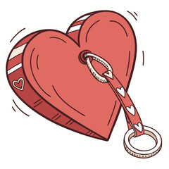 Red Heart Shaped Object With Ring strap