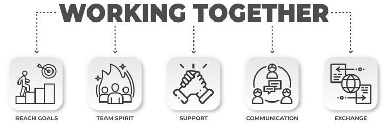 Illustrations of working together, collaboration, and achieving goals in a team-oriented environment concept