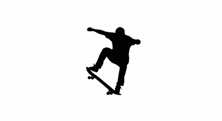 Obraz premium Skateboarder Kickflip Silhouette Vector – Action Sports, Urban Youth, and Extreme Trick Concepts