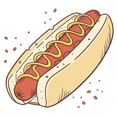 Delicious hot dog with mustard sausage food