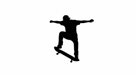 Skateboarder Kickflip Silhouette Vector &ndash; Action Sports, Urban Youth, and Extreme Trick Concepts