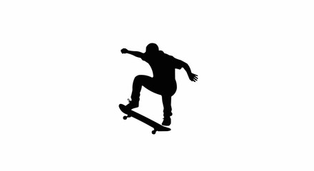 Skateboarder Kickflip Silhouette Vector – Action Sports, Urban Youth, and Extreme Trick Concepts