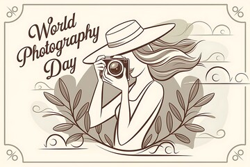 A woman with a hat takes a photo for world photography day
