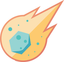 Pastel Meteorite Icon – Minimalist Space & Cosmic Debris Symbol