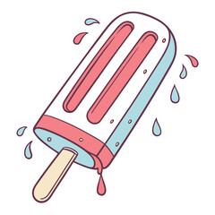 Pink and blue popsicle with melting drips ice pop frozen treat