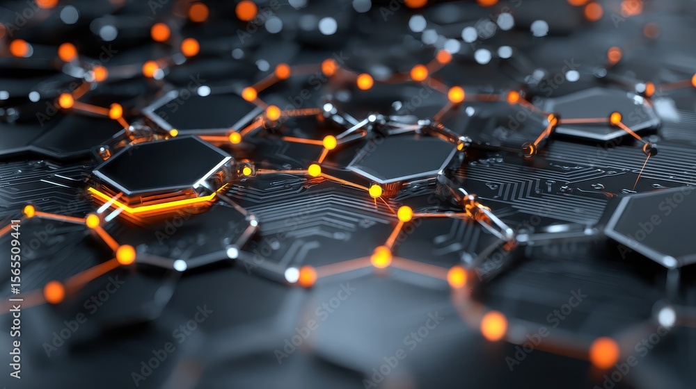 Poster illustration of graphene circuits, symbol of technological innovation and progress in energy. the vi