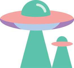 Flat Vector Flying Saucer – Modern Extraterrestrial Technology & Space Design