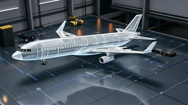 Advanced airplane model visualization with a transparent design for engineering analysis