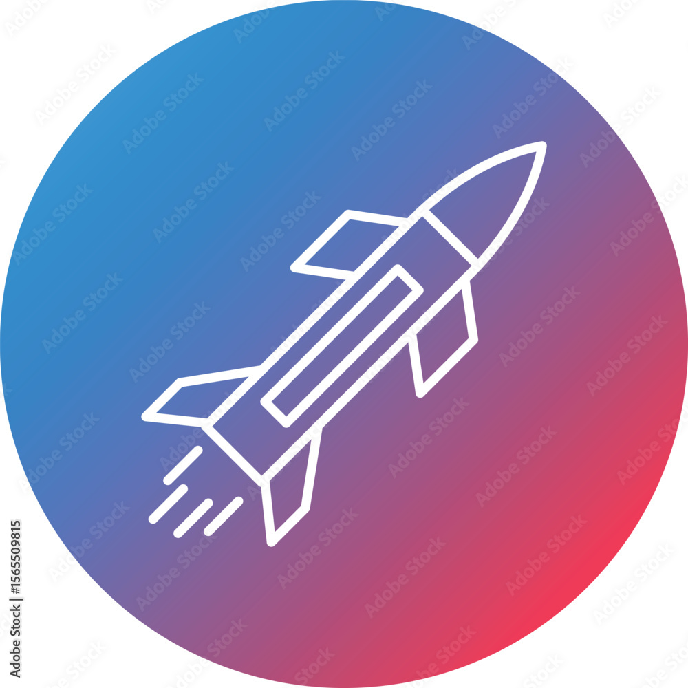 Aufkleber army rocket line gradient circle background icon