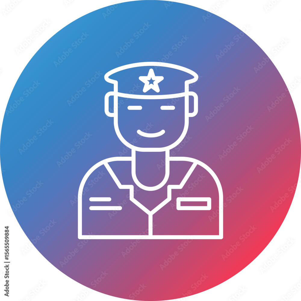 Poster army pilot line gradient circle background icon