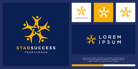 Star success people logo design template