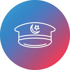 Military Hat Line Gradient Circle Background Icon