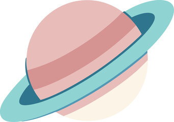 Flat Vector Saturn – Modern Astronomy & Cosmic Science Design