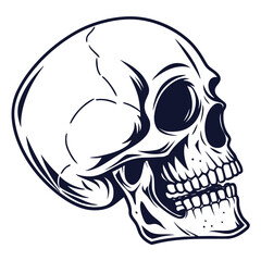 Dark Human Skull Profile Graphic vector