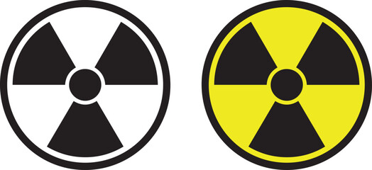 Radiation symbols one black and white and one yellow and black