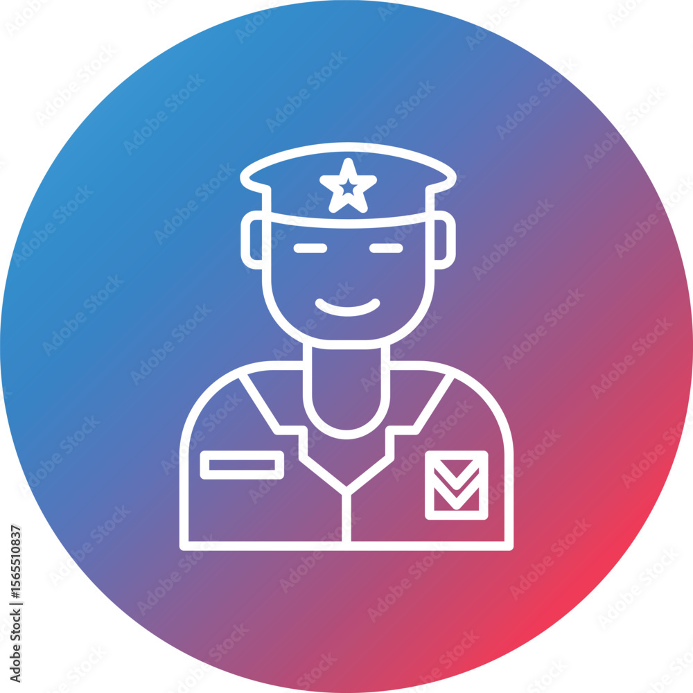 Poster army captain line gradient circle background icon