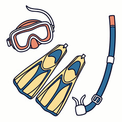 Diving mask fins and snorkel swimming underwater