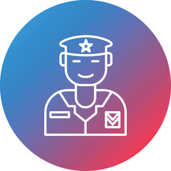 Army Captain Line Gradient Circle Background Icon