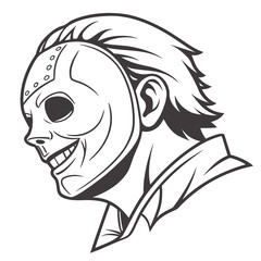 Creepy mask character with menacing grin horror villain