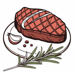 Grilled steak with rosemary and peppercorns meat