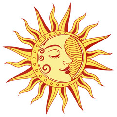 Celestial Sun Moon Face vector