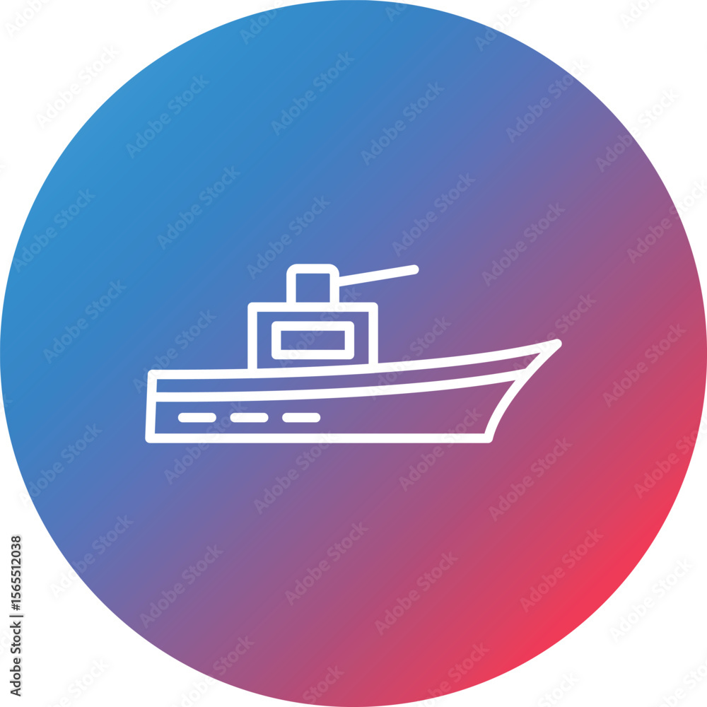 Poster army ship line gradient circle background icon