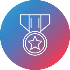Army Medal Line Gradient Circle Background Icon
