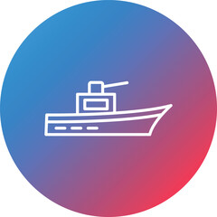 Obraz premium Army Ship Line Gradient Circle Background Icon