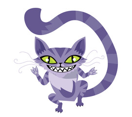 flying magical purple cheshire cat