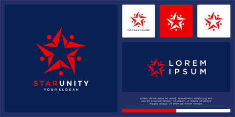 Unity logo design with people star shape