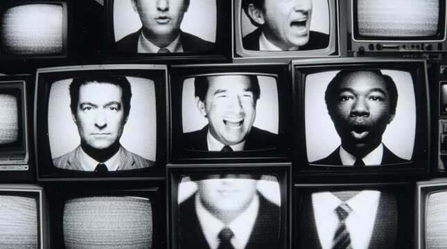 talking heads on multiple television sets