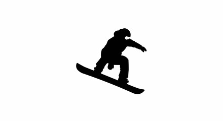 Snowboarder Jumping Silhouette Vector &ndash; Winter Sports, Extreme Action, and Snow Adventure Concepts
