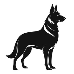 Black German Shepherd Silhouette Strong Pet Outline for Sticker Wall Art and Graphic Design Use