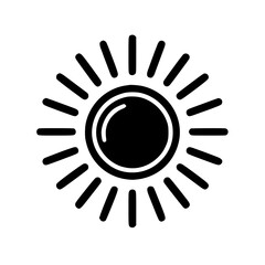 Minimalist Black SVG Silhouette of a Sun with Rays for Climate Change and Environmental Awareness Designs