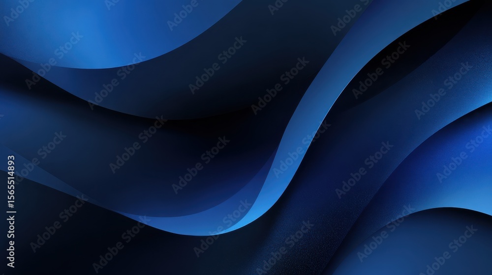 Poster modern abstract gradient navy blue background with flowing elegant curves and dynamic waves creating
