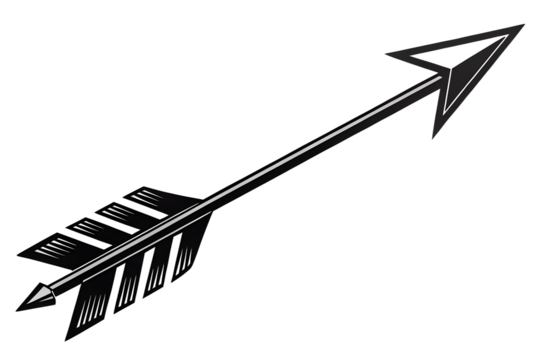 Black Curved Arrow Icon – Vector Symbol Isolated on Transparent Background for UI and Design

