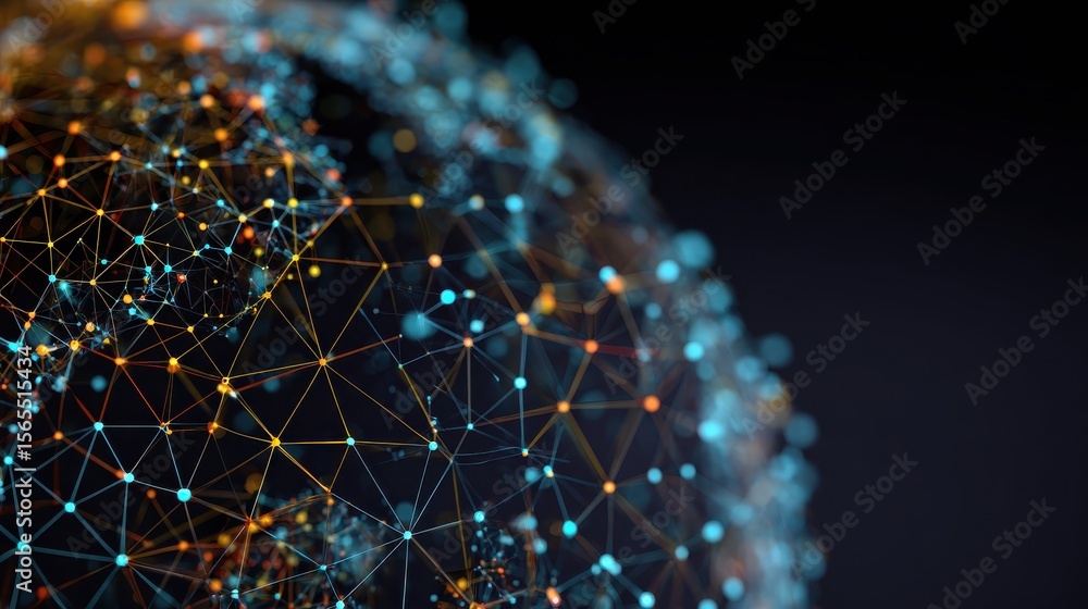 Poster technology image of globe. abstract polygonal shapes. background with connecting dots and lines. gra
