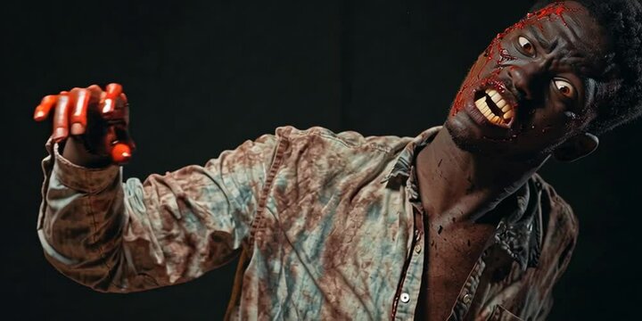 An undead zombie ghoul isolated on black background