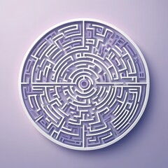 Minimalist Circular Maze Flat Vector Illustration Mental Clarity Focus Calm Resolution
