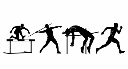 Black Silhouette Athletes Performing Track and Field Events